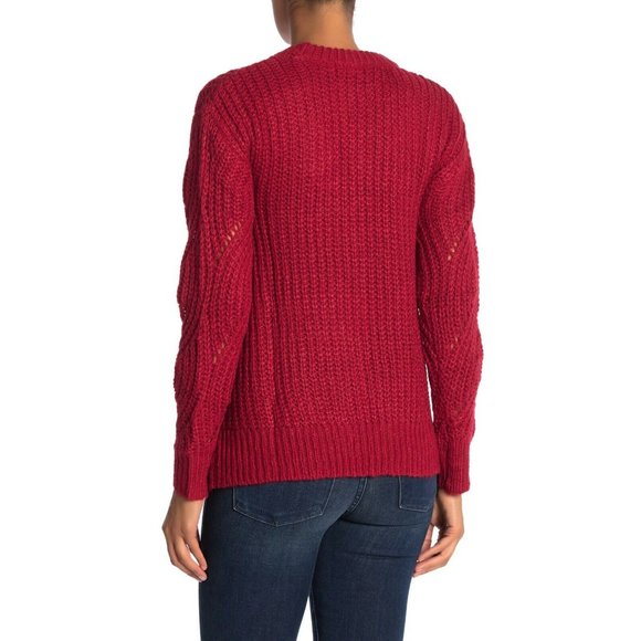 RXB Cable Knit Pullover Crewneck Sweater in Scooter Red - NWT - Picture 2 of 3